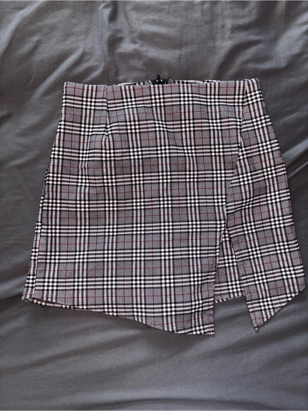 Windsor Gray and Black Plaid Mini Skirt with Pink Accents